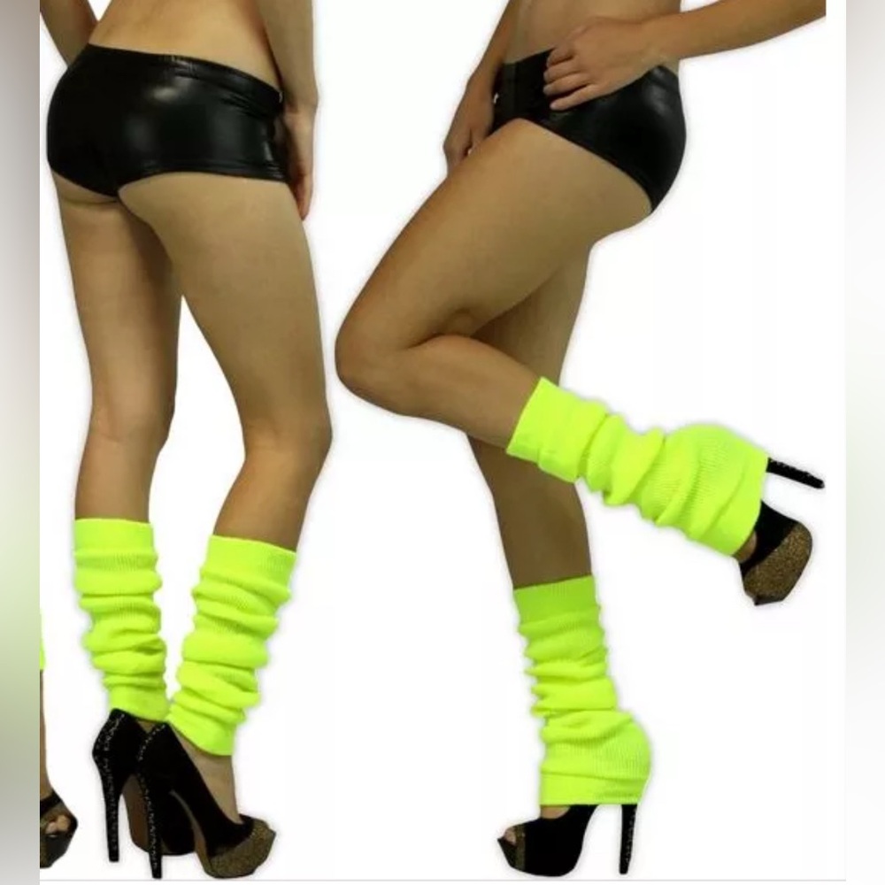 LEG WARMERS Knitted Women's Costume Neon Fluro
Dance Party Knit Sexy 80's Yoga - Picture 2 of 11